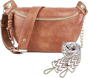 Fanny Packs Waist Bag for Women-Fashion Crossbody Bags Chest Purses Belt Bag with 2 Adjustable St... | Amazon (US)