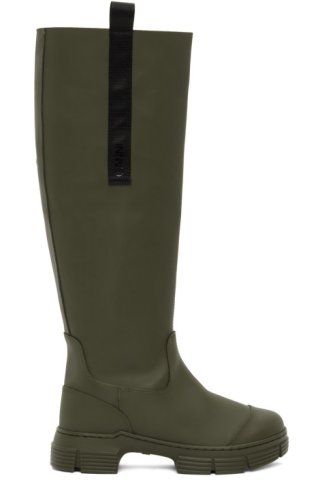 Khaki Recycled Rubber Country Boots | SSENSE
