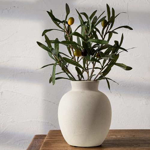 SIDUCAL Spotted Ceramic Modern Style Vase, 5.7 Inch Rustic Farmhouse Boho Vase for Home Decor, Terracotta for Table, Living Room, Wedding, Mantel Decoration, Speckled White | Amazon (US)