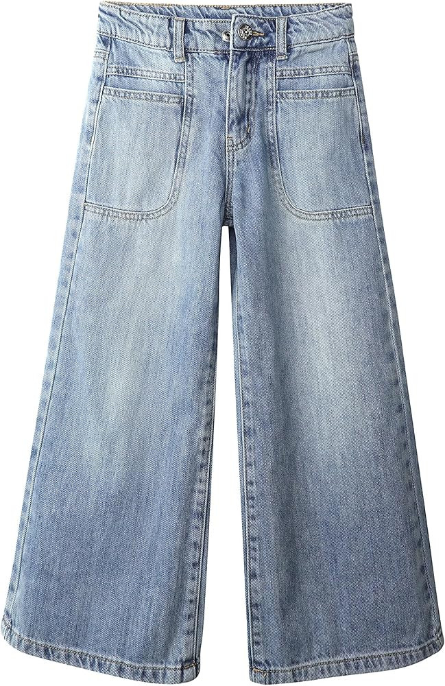 KIDSCOOL SPACE Girls Jeans, 12M-13T Wide Size Range Wide-Leg Flared Denim Pants | Amazon (US)
