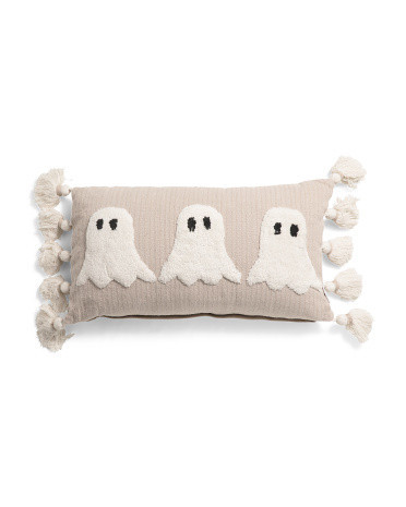 14X26 3 Ghosts Pillow With Tassel Details, Cotton/Polyester | TJ Maxx