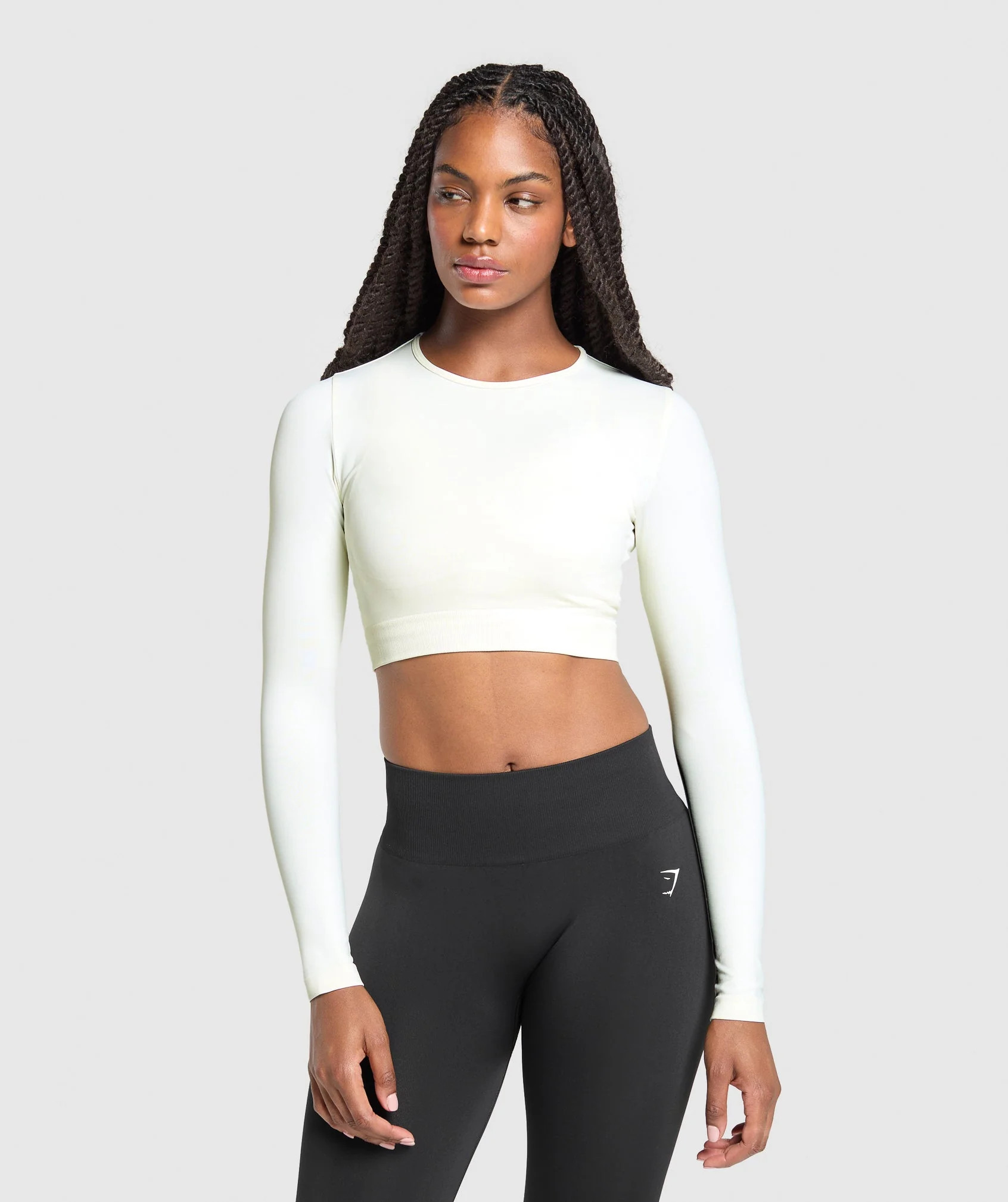Gymshark Everyday Seamless Long Sleeve Crop Top - Soft White | Gymshark US