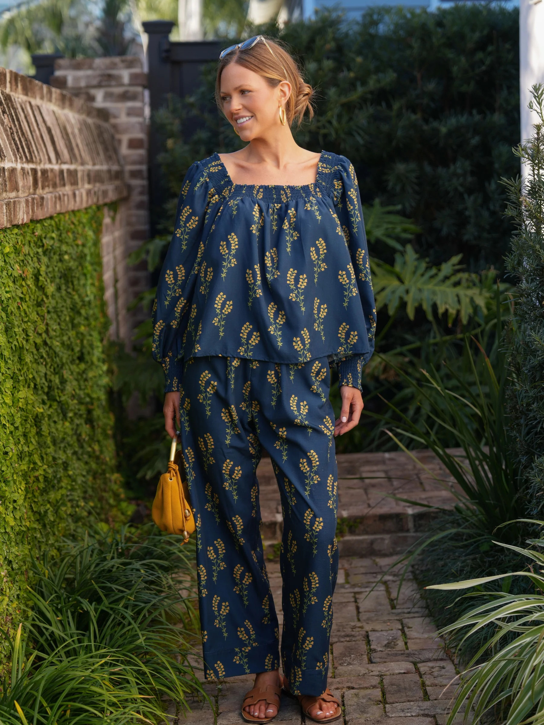 The Lila Set - Navy Sprig | Darling Loungewear