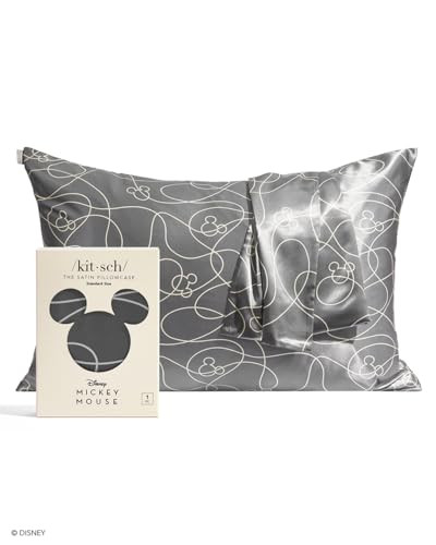 Mickey/Minnie x Kitsch Satin Pillowcase with Zipper - Softer Than Silk Pillow Cases for Hair & Skin Cooling Pillow Cases Covers | Satin Pillow Cases Standard Size (Mickey Maze, 1 Pack) | Amazon (US)