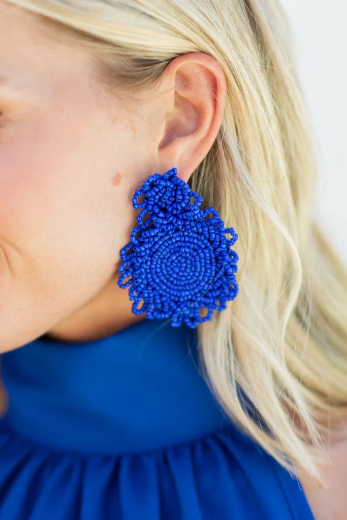 Bright Days Cobalt Blue Beaded Earrings | The Mint Julep Boutique