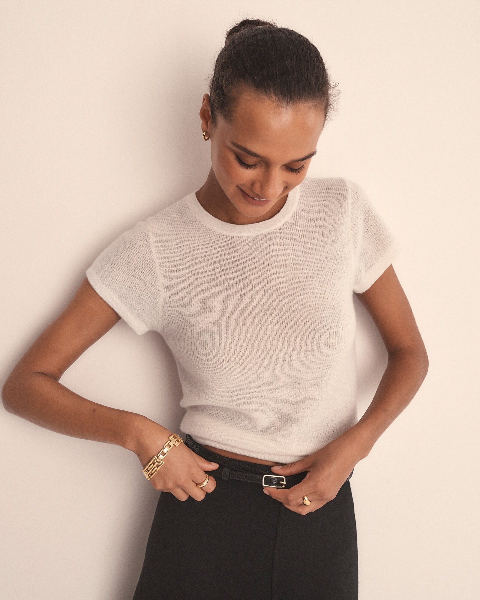 Ribbed featherweight cashmere tee | J. Crew US