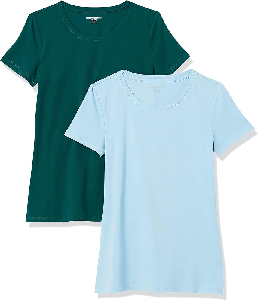 Amazon Essentials Women's Regular-Fit Short-Sleeve T-Shirt (Crewneck and V-Neck Options), Multipa... | Amazon (US)