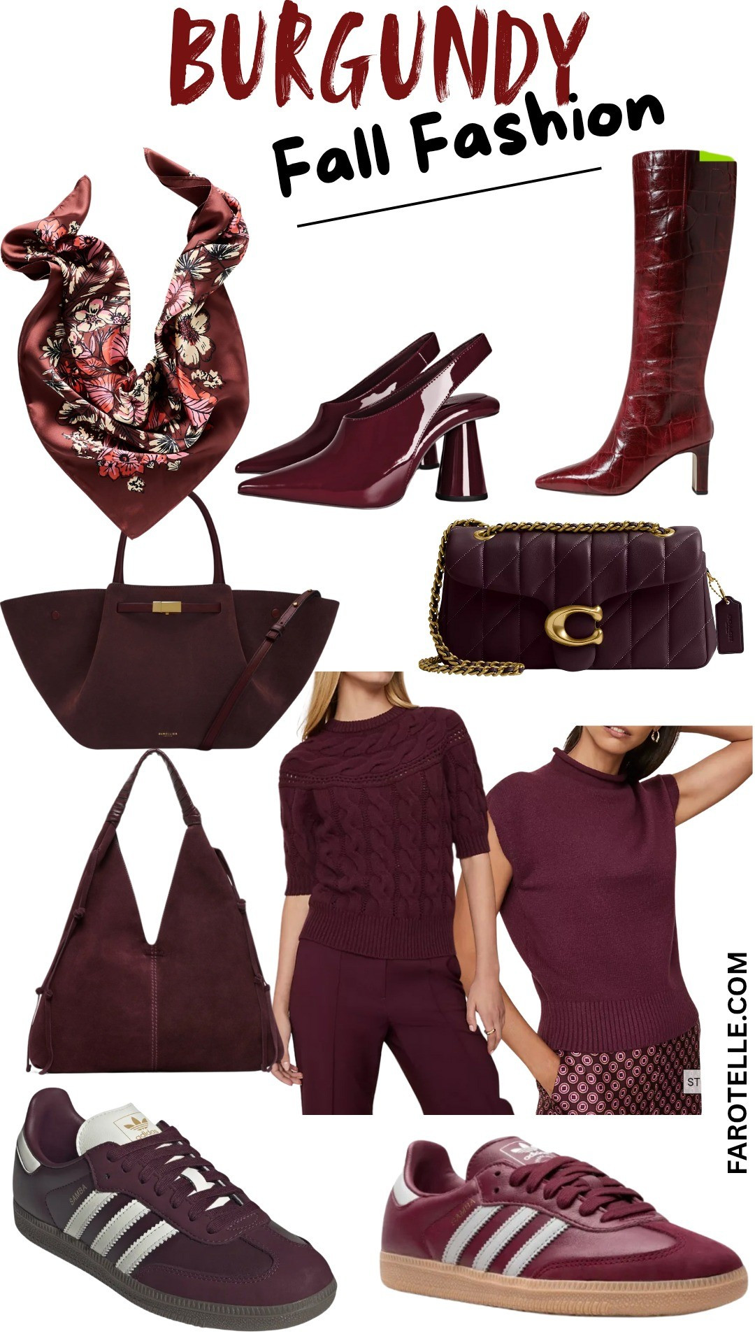 It's burgundy season! Check out this edit of boots, heels, leather handbags, dress pants and more to kick off the season in style🍷 Coach Tabby bag, Sam Edelman, Demellier bags, Fall fashion, Autumn 2025, silk scarf, business casual, affordable fashion, merlot red, oxblood, quilted handbag, cable sweaters

#LTKOver40 #LTKShoeCrush #LTKStyleTip