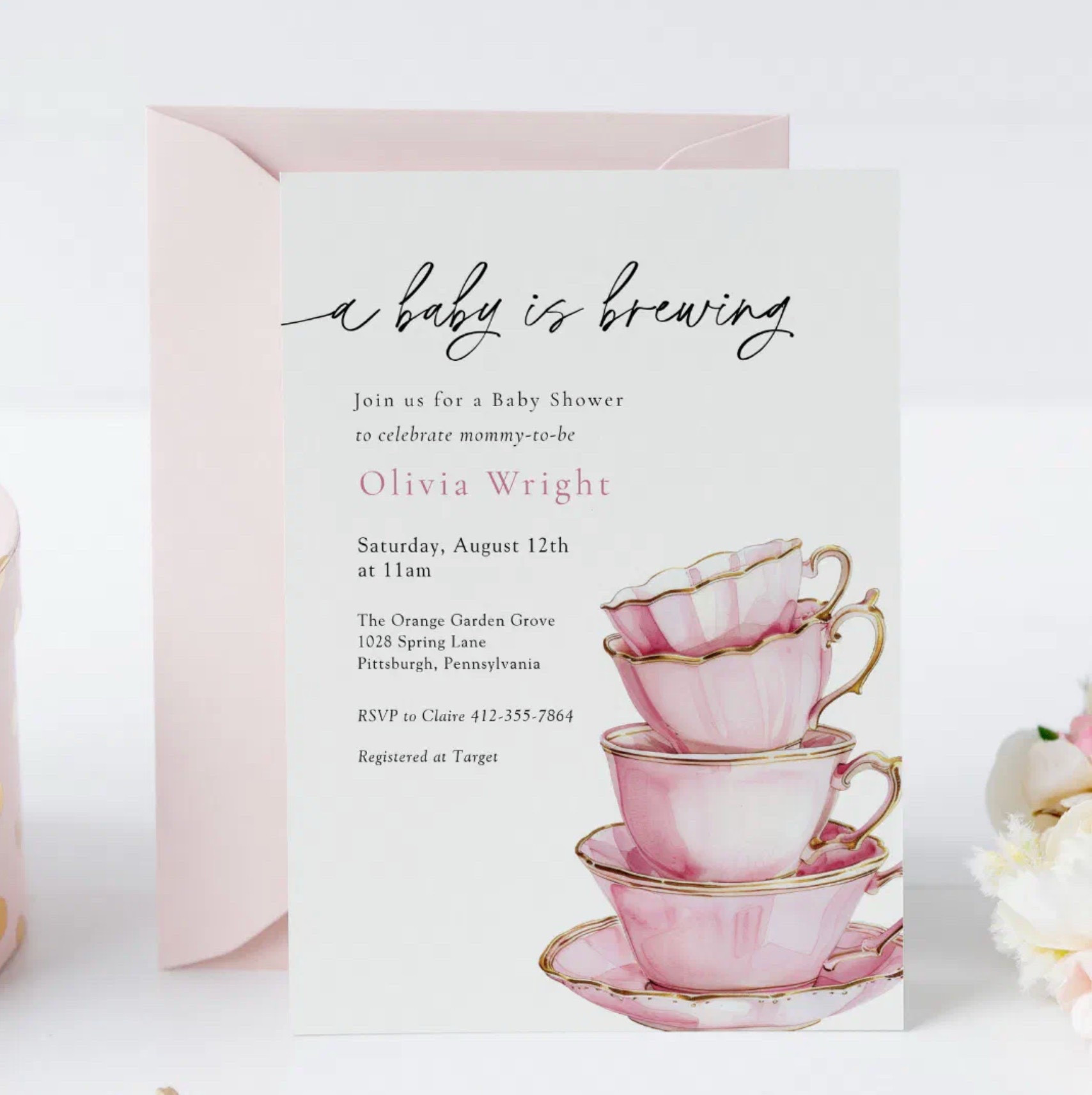 Soft pinks + tea cups = perfection ☕🌸
This “A Baby Is Brewing” tea party baby shower invitation is such a sweet way to celebrate a mom-to-be. Feminine, playful, and perfect for a cozy afternoon tea-style shower. 

 #LTKBaby #LTKBump