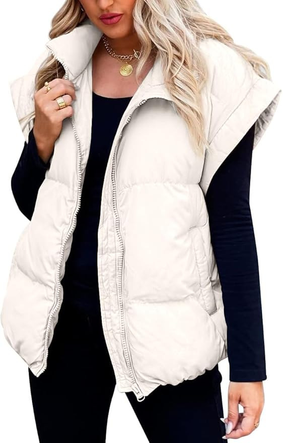 Danedvi Womens Winter Puffer Vest Sleeveless Quilted Gilet Coat Jacket with Pockets | Amazon (US)