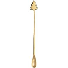 Creative Co-Op Brass Cocktail Spoon with Christmas Tree Handle | Amazon (US)