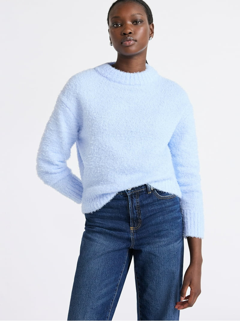 Free Assembly Women's Mock Neck Wedge Sweater with Long Sleeves, Sizes XS-XXL | Walmart (US)