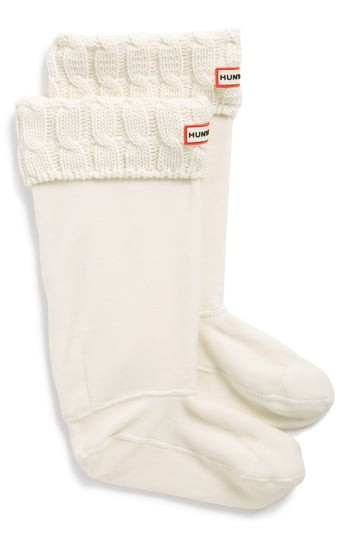 Women's Hunter Original Tall Cable Knit Cuff Welly Boot Socks, Size Medium - White | Nordstrom