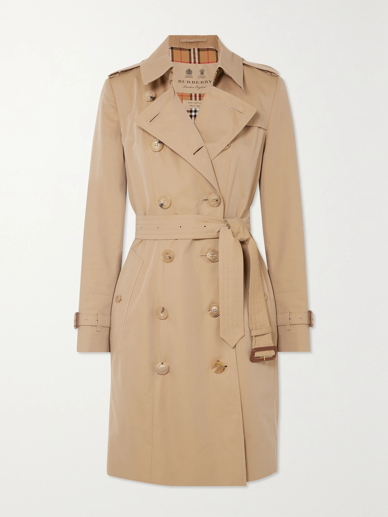 Burberry - Chelsea Organic Cotton-gabardine Trench Coat - Neutrals | NET-A-PORTER (US)