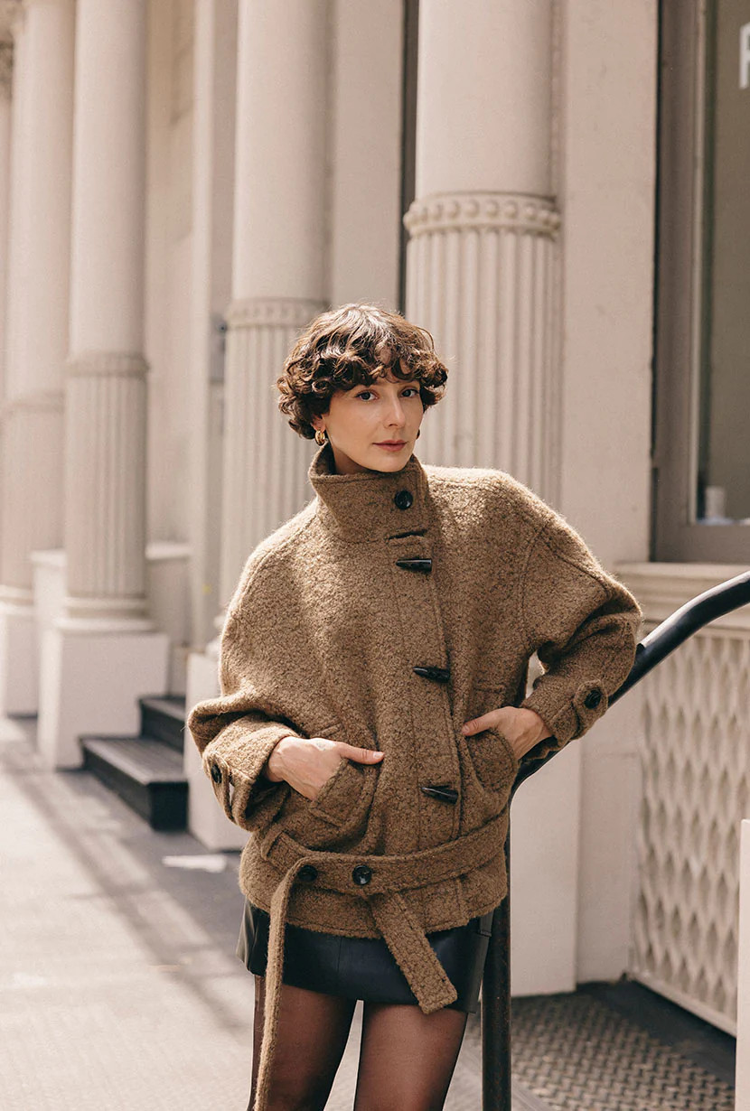 Cole Oversized Wool Short Coat - Brown | Petite Studio NYC