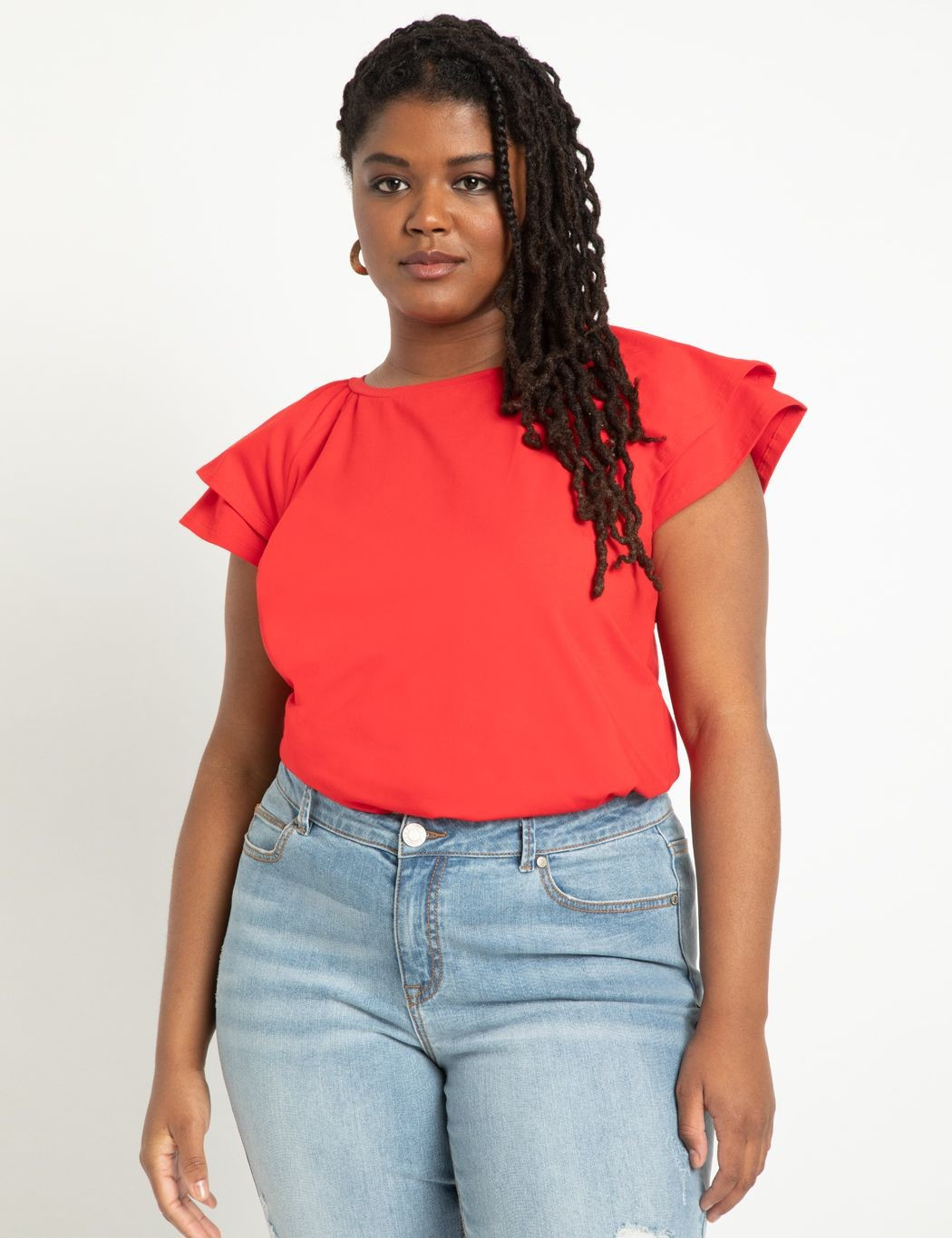 Ruffle Shoulder Tee | Eloquii