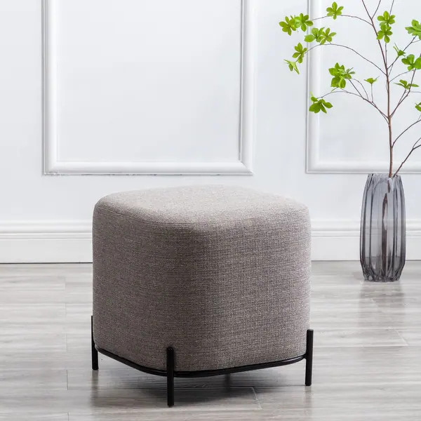 WOVENBYRD 17" Modern Square Ottoman with metal base - On Sale - Overstock - 33835074 | Bed Bath & Beyond