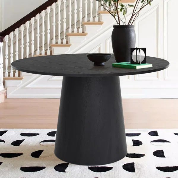 46" Black Round Pedestal Dining Table | Wayfair North America