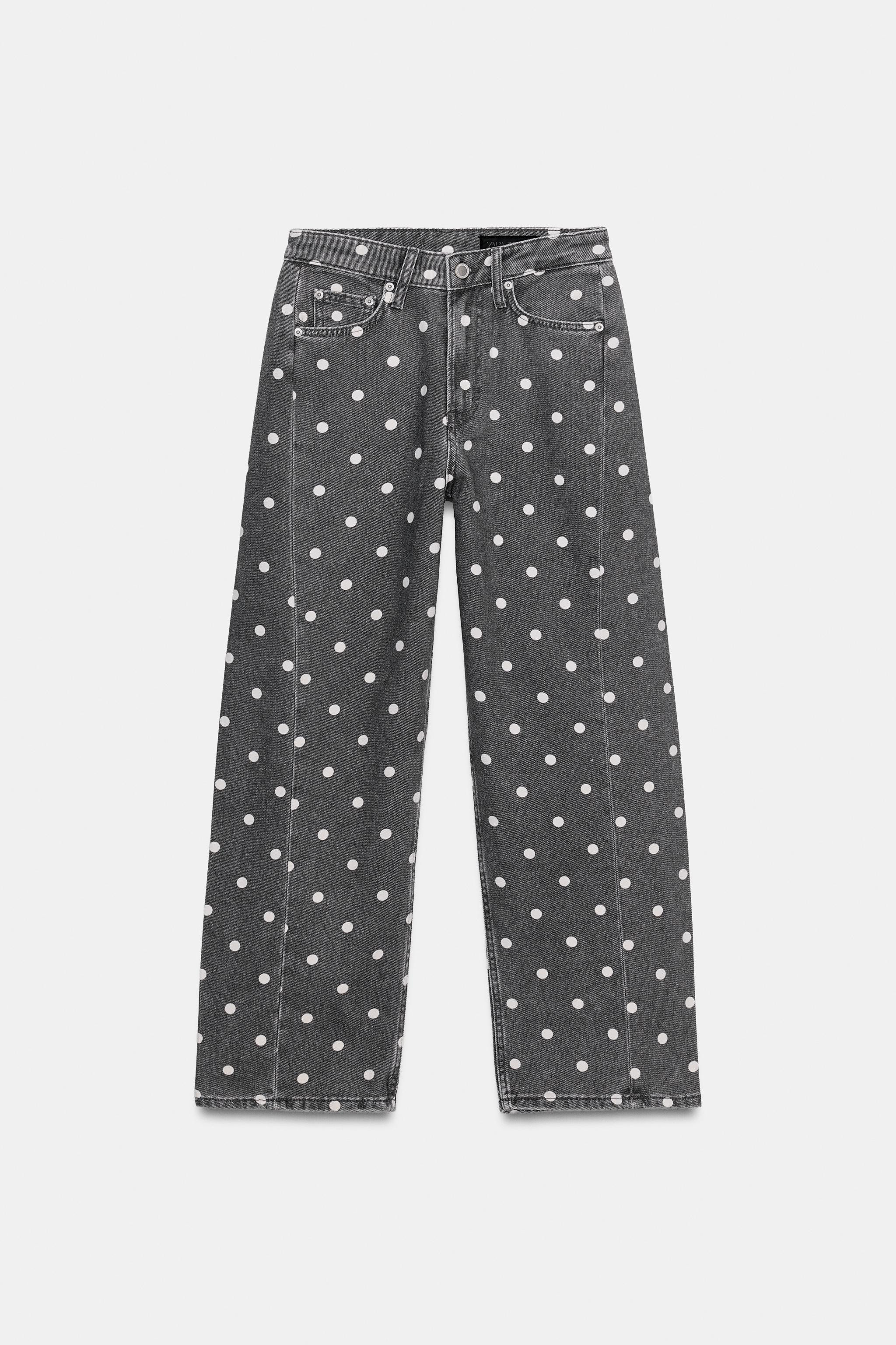 ZW COLLECTION MID-RISE POLKA DOT ANKLE RELAXED JEANS | Zara US