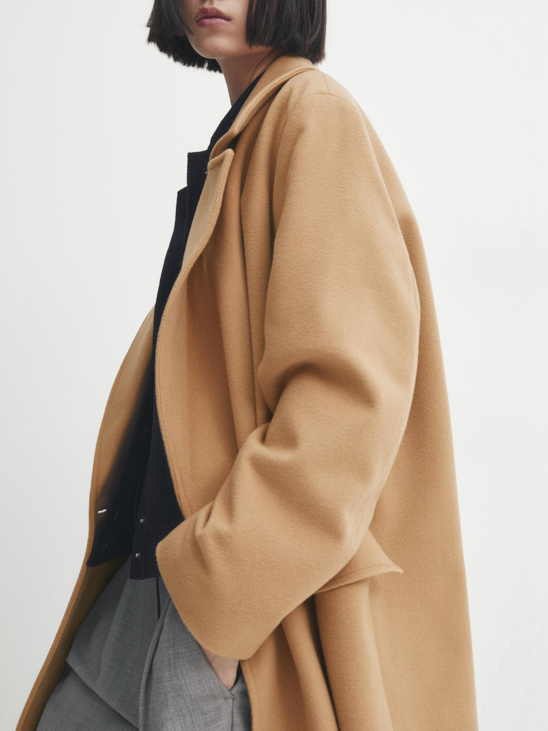 Wool blend comfort double-breasted coat | Massimo Dutti UK