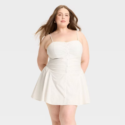 Women's Button-Front Poplin Mini A-Line Dress - Wild Fable™ | Target