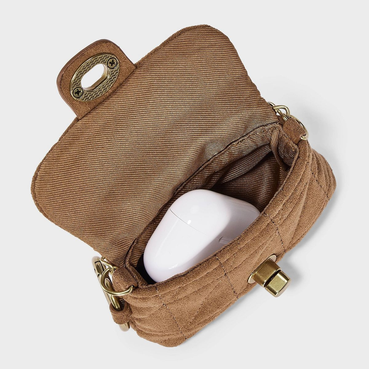 Quilted Turn Lock Clip On Pouch Bag Charm - A New Day™ Brown | Target