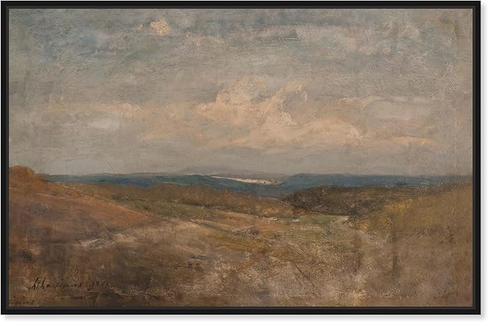Art Remedy Hill Top View Canvas Vintage Landscape Art, Black Frame, 45" x 30" | Amazon (US)