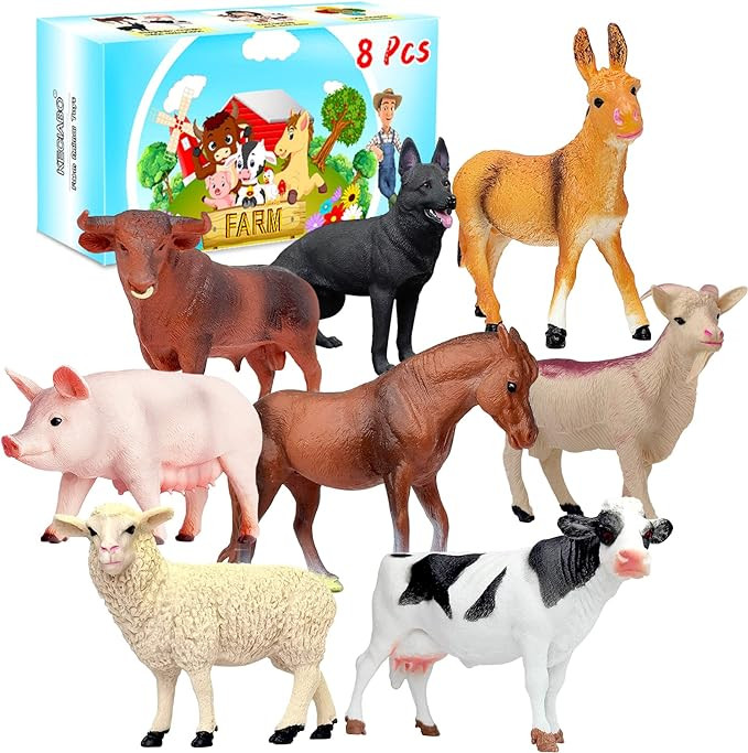 KECIABO Animal Figurines, Big Animal Toys, 8 Pcs Farm Animals Figurines Toys, Realistic Plastic A... | Amazon (US)
