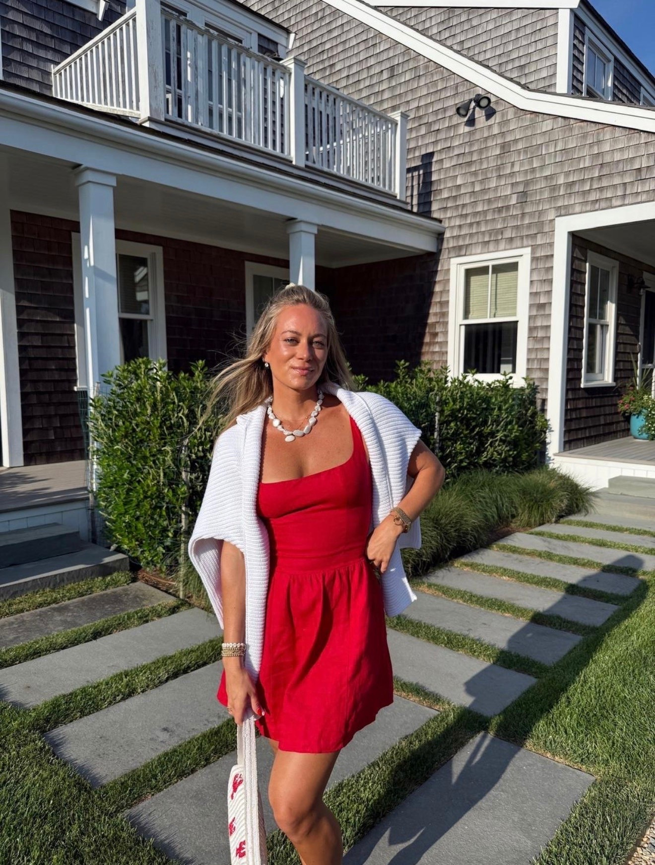 Nantucket OOTD 🦞 THIS @Reformation  dress with a layered sweater? Perfection. 

Knit sweater, Americana summer, travel fit, girls night outfit, New England summer

#LTKSeasonal #LTKootd #LTKTravel