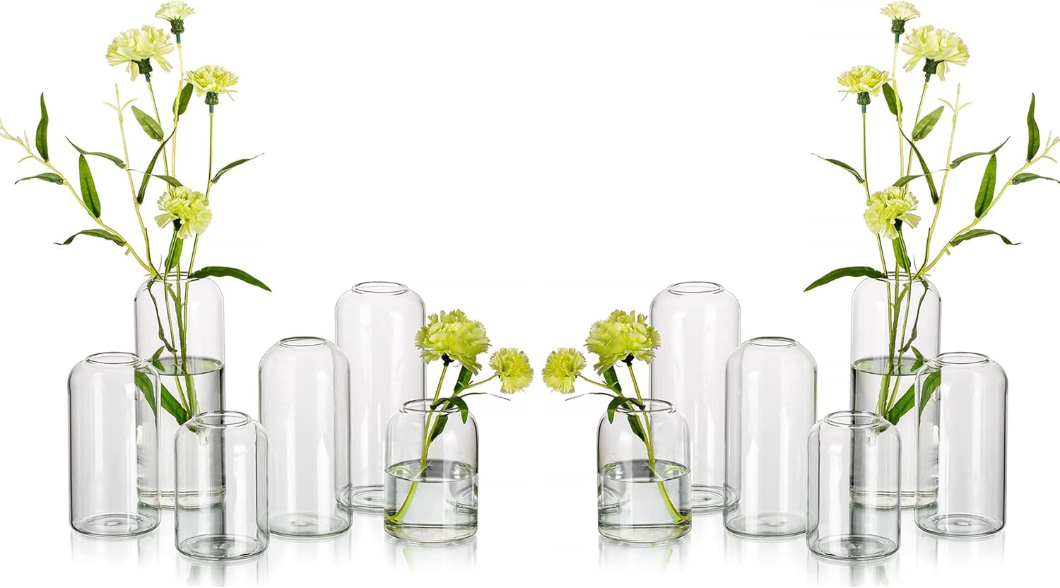 Glass Bud Vases for Flowers - Hewory Blown Modern Small Glass Vases for Centerpieces Set of 12, Mini Clear Bulk Flower Vases for Wedding Party Events Home Decor Floral Arrangement (Not Include Flower) | Amazon (US)