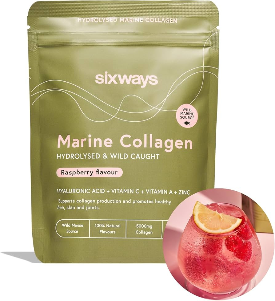 Sixways Wild Marine Collagen Powder, Raspberry Flavour, 28 Servings (150g per pouch), Hyaluronic ... | Amazon (UK)