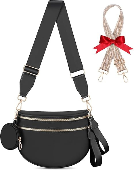 Bum Bags for Women Checkered Crossbody Bag Large Nylon Belt Purse Fanny Packs, Bonus with a Extra... | Amazon (US)
