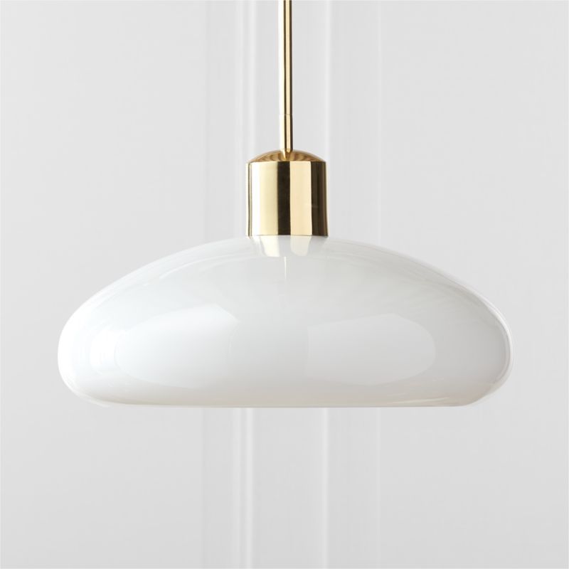 Iona Polished Brass and Opaline Glass Pendant Light | CB2 | CB2