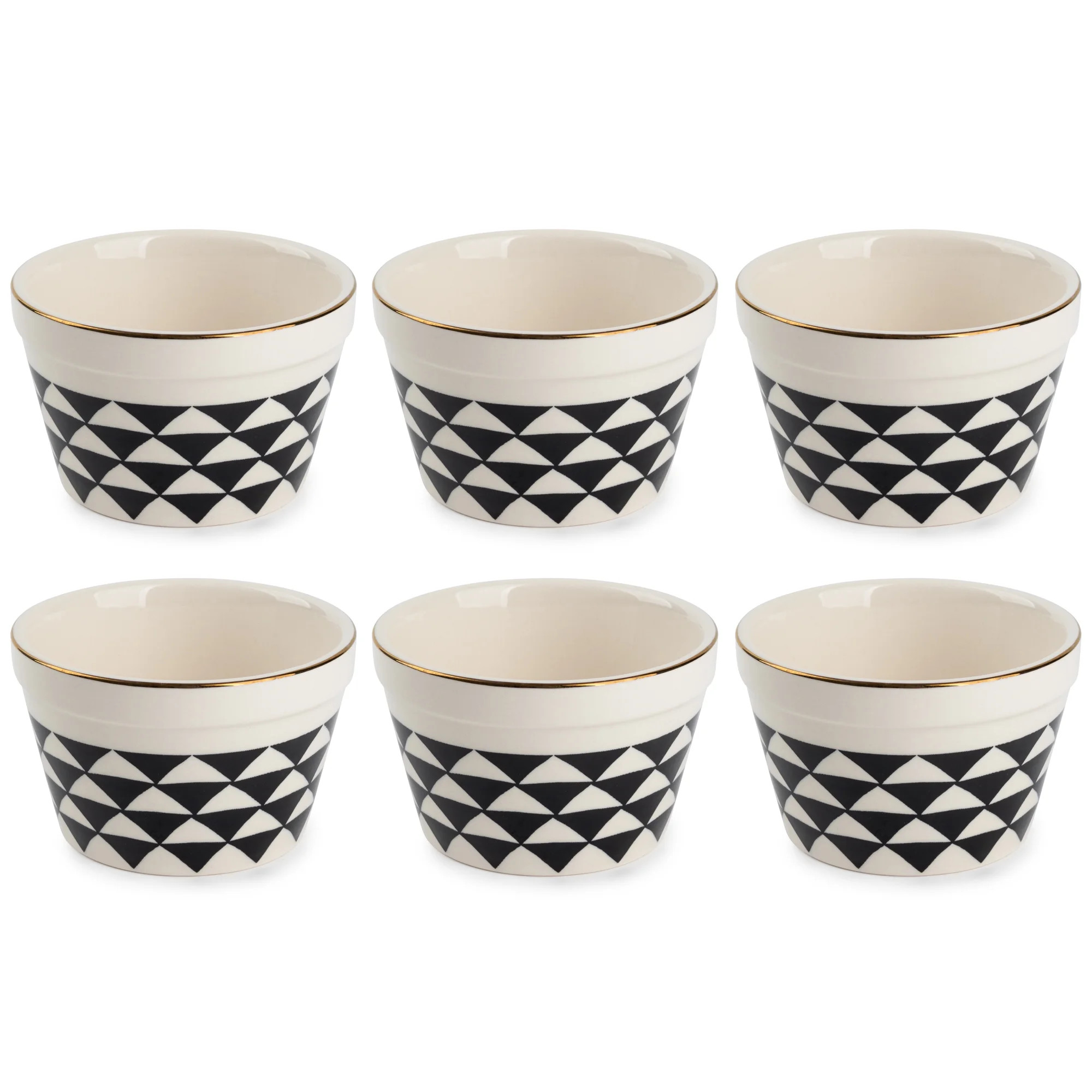 Thyme & Table Stoneware Ramekin, Black & White Medallion, 6-Piece Set | Walmart (US)