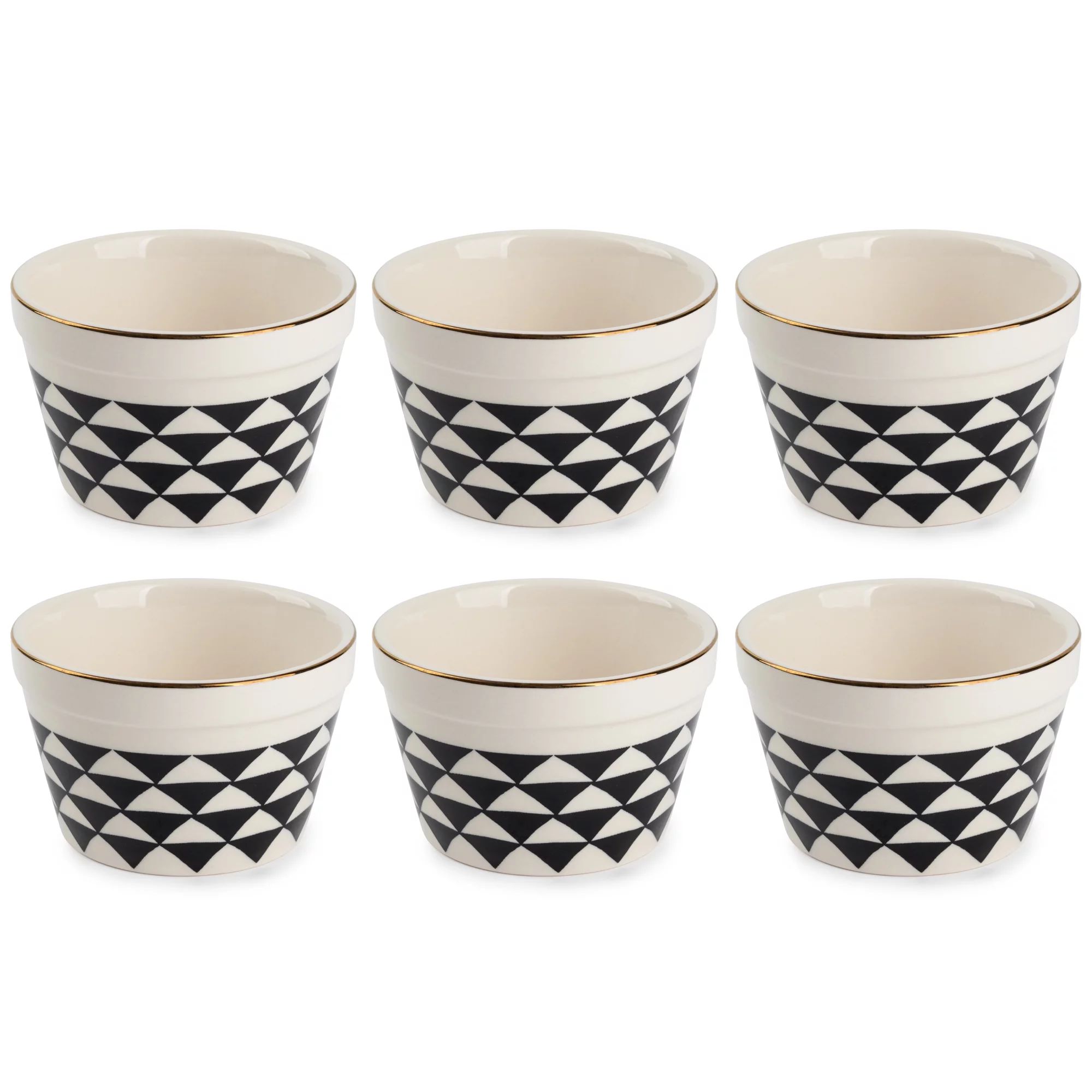 Thyme & Table Stoneware Ramekin, Black & White Medallion, 6-Piece Set - Walmart.com | Walmart (US)