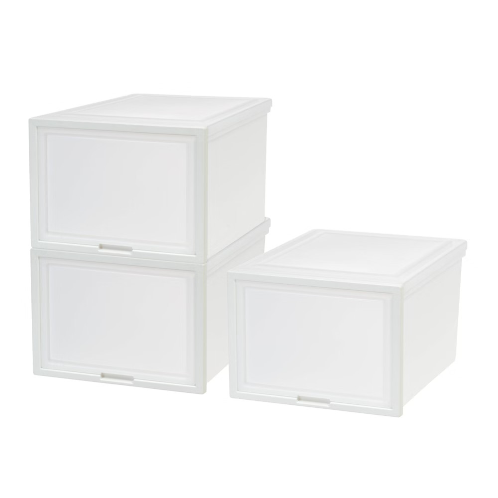 IRIS 3pk Plastic Storage Drawer Deep with Sliding Door White | Target