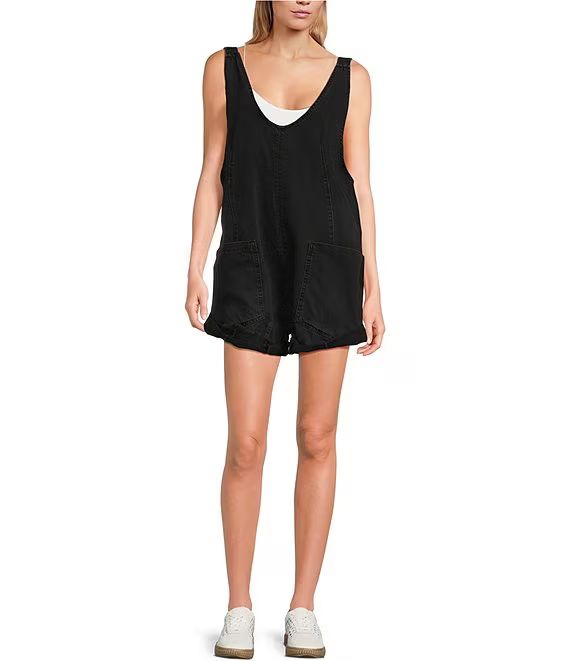 Free People High Roller Denim V-Neck Sleeveless Shortall | Dillard's | Dillard's