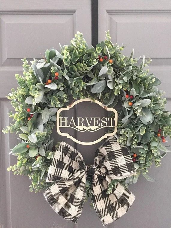Fall Wreath - Harvest Wreath - Fall Door Wreath - Fall Wreath for Front Door - Fall Eucalyptus Wr... | Etsy (US)