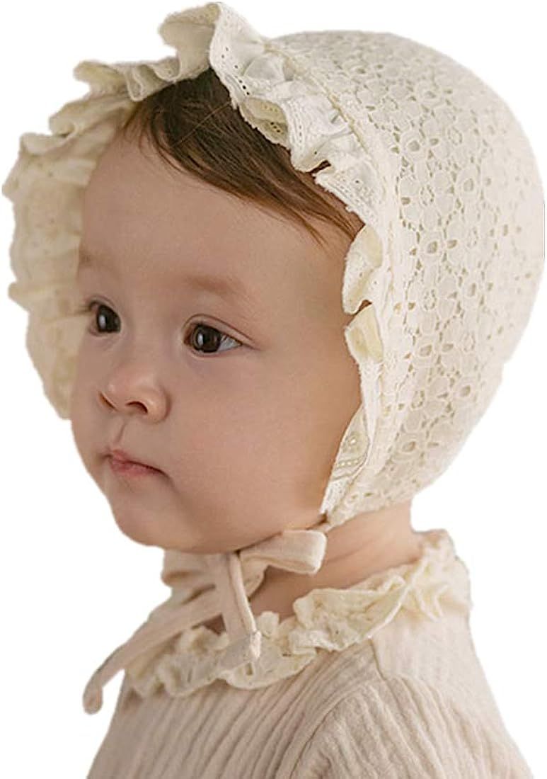 Baby Little Kids Toddlers Breathable Lacy Bonnet Eyelet Cotton Adjustable Sun Protection Hat | Amazon (US)