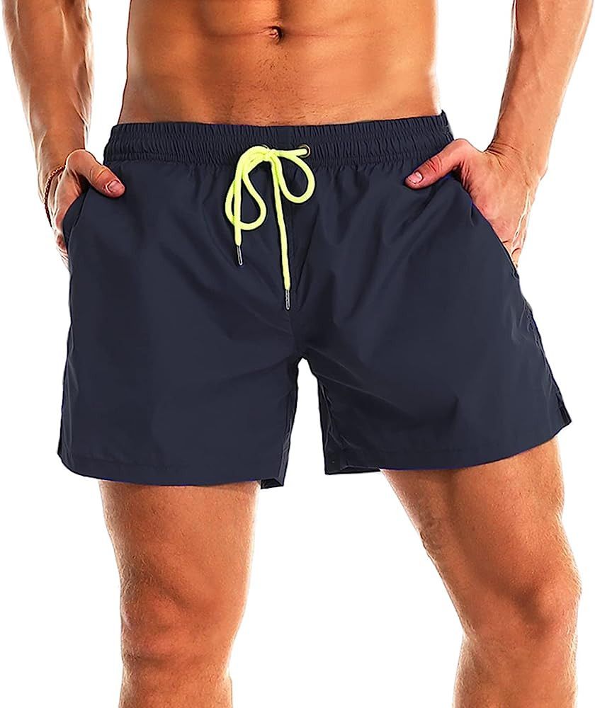 YnimioAOX Men's Swim Trunks Quick Dry Beach Shorts Swimwear Bathing Suit with Mesh Lining | Amazon (US)