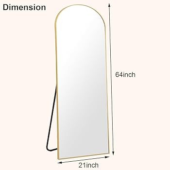 64"x21" Arched Full Length Mirror Free Standing Leaning Mirror Hanging Mounted Mirror Aluminum Fr... | Amazon (US)