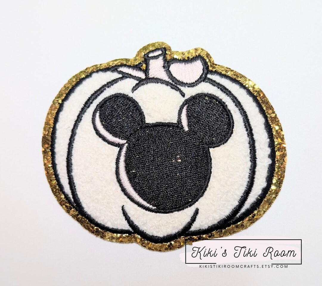 MOUSE PUMPKIN White Chenille Embroidered Iron on Patch/ Sew on Patch/for Scrapbooks /journals/ DI... | Etsy (US)