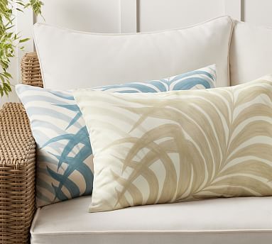 Palm Print Indoor/Outdoor Lumbar Pillow | Pottery Barn (US)