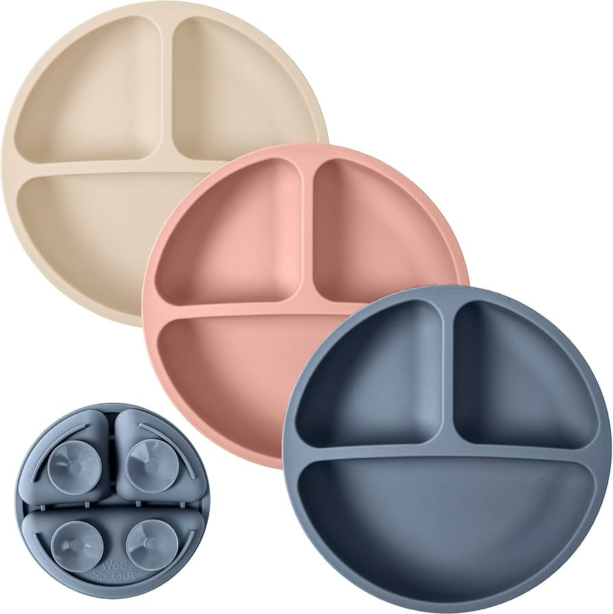 WeeSprout Suction Plates for Babies & Toddlers - 100% Silicone, Dinnerware Stays Put, Divided Des... | Amazon (US)