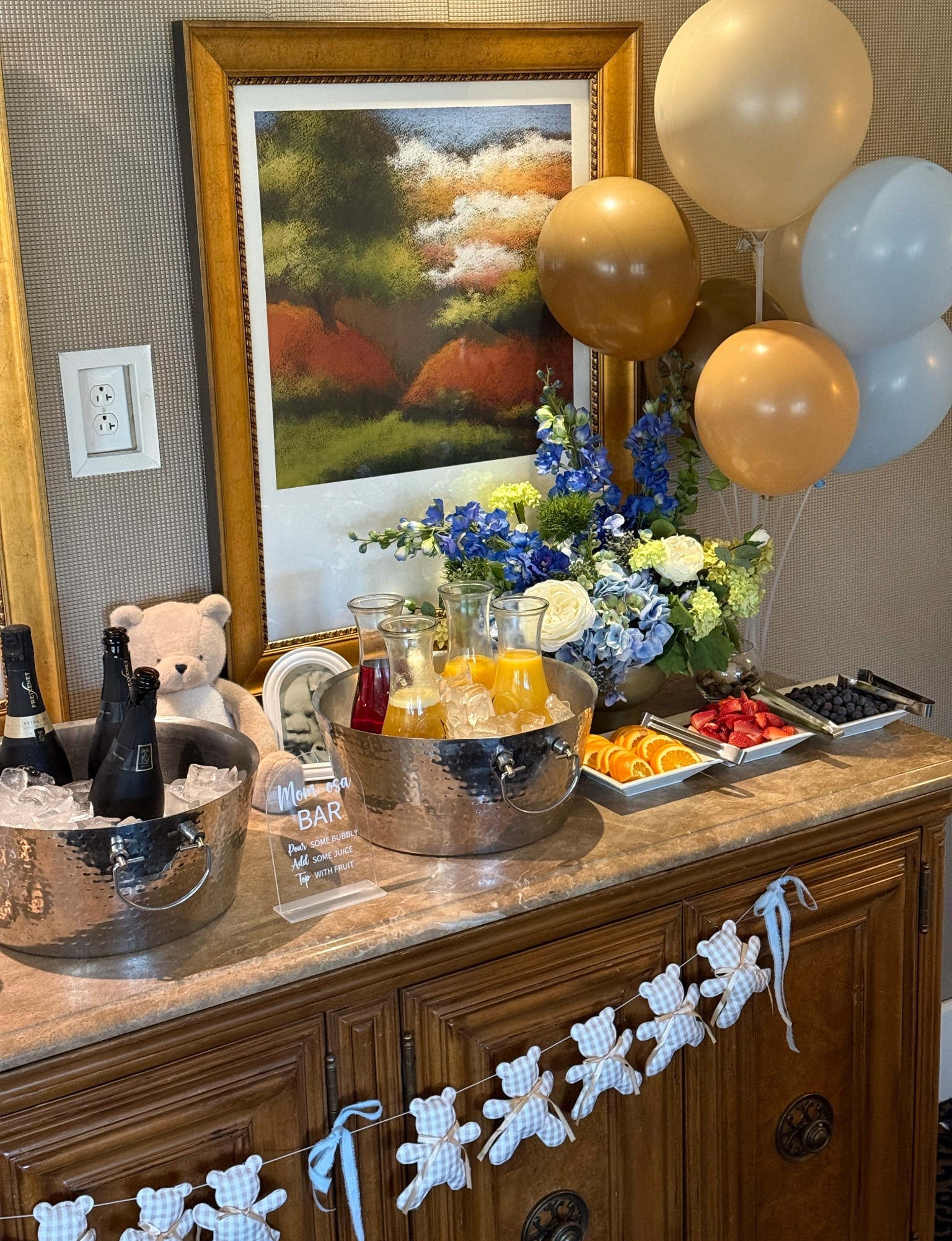 The Mom-osa bar! Such a fun touch at our baby shower and the perfect spot for everyone to grab a drink & celebrate baby! 

#LTKBump #LTKBaby #LTKspring