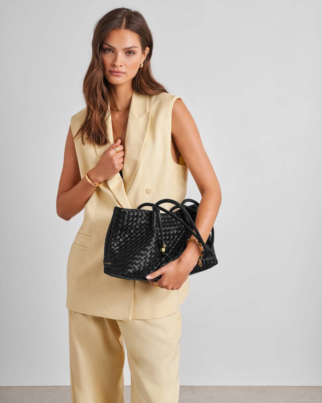 Nova Hand Woven Small Shoulder Tote in Black | Katie Loxton Ltd. (UK)