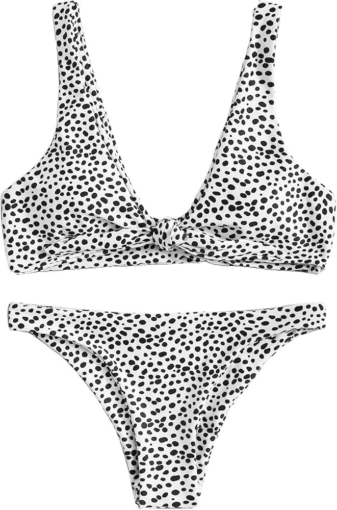 Women's Sexy Bikini Swimsuit Tie Knot Front Leopard Print Swimwear Set | Amazon (US)