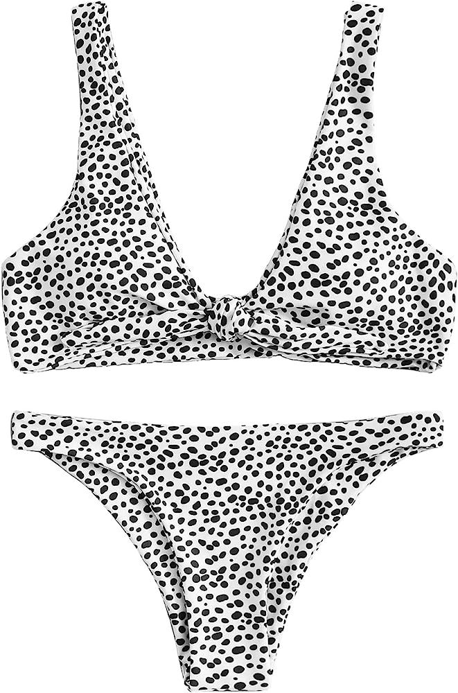 Women's Sexy Bikini Swimsuit Tie Knot Front Leopard Print Swimwear Set | Amazon (US)
