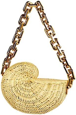 Woven Straw Bags Popular Conch Bags Shell Shaped Rattan Bags Personalized Acrylic Chain Shoulder ... | Amazon (US)