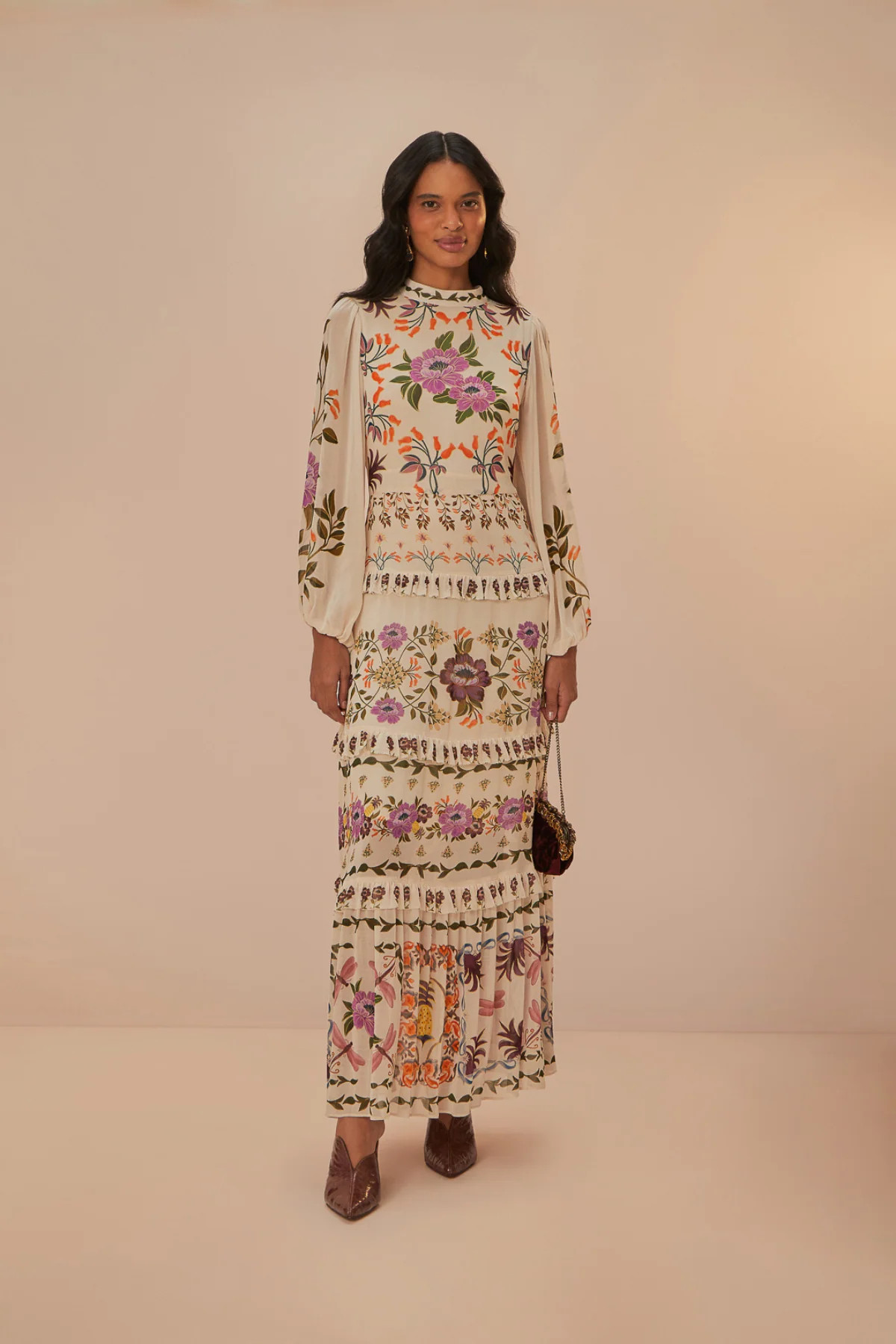 FARM RIO | WINTER GARDEN RUFFLE MAXI DRESS | Half & Half Boutique